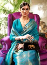 Beautiful Blue Woven Banarasi Silk Saree