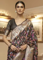 Black Kashmiri Jamawar Saree