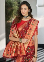 Crimson Red Woven Patola Silk Saree