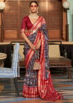 Dark Blue Patola Silk Saree