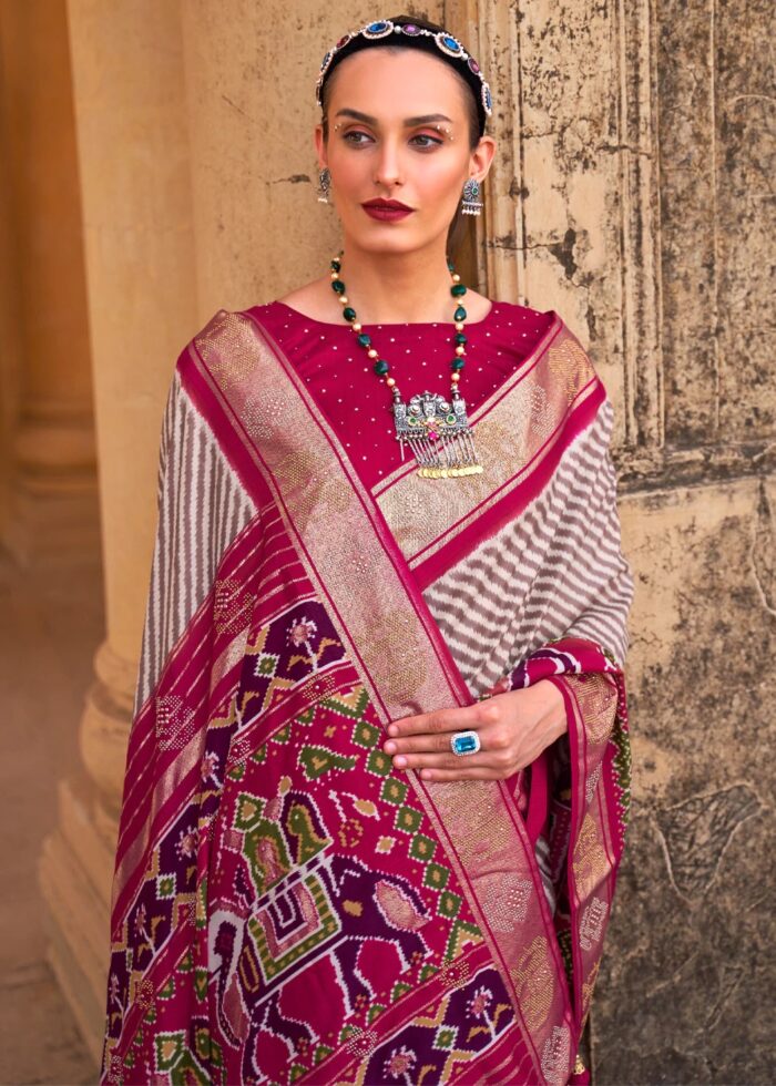 Dark Pink Woven Patola Silk Saree