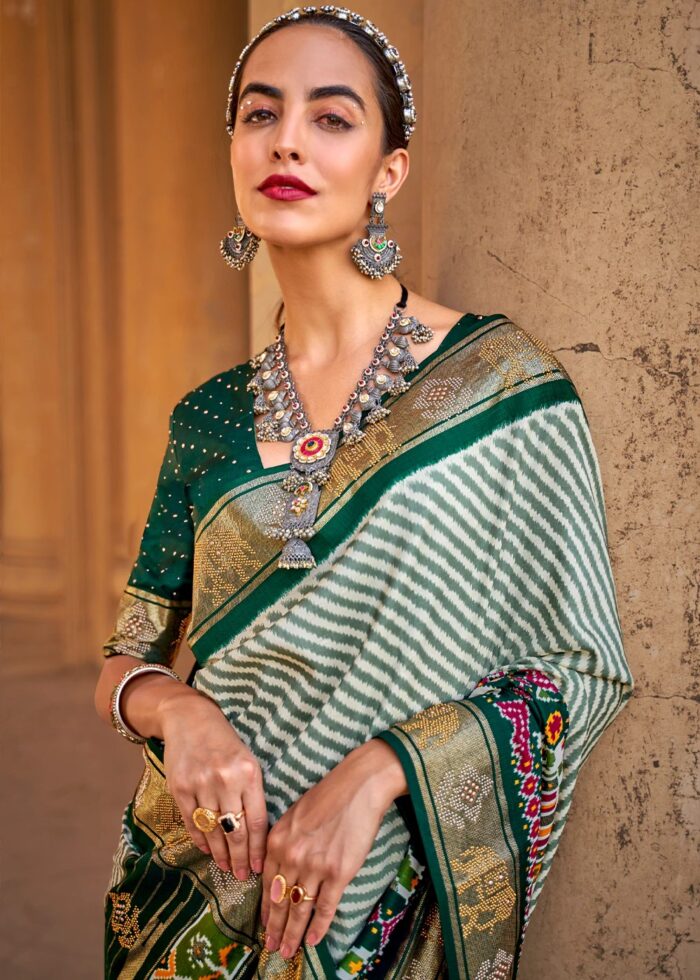 Emerald Green Woven Patola Silk Saree