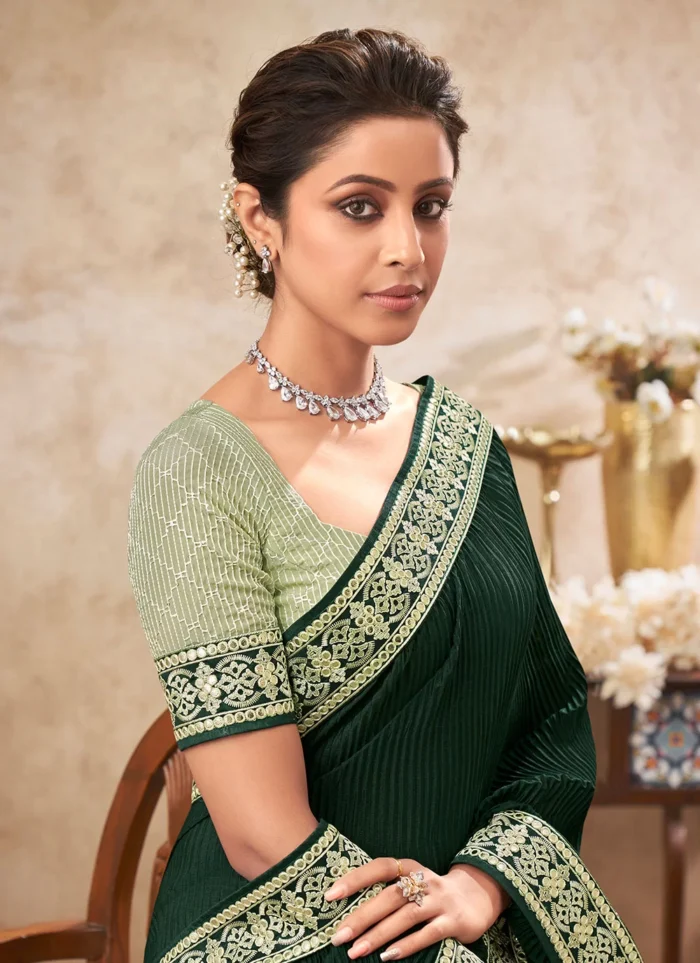 Green Dual-tone Half N Half Chinon Chiffon Saree