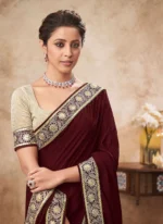 Maroon Dual-tone Half N Half Chinon Chiffon Saree