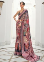 Multi-Colour Satin Crepe Kalamkari Printed Saree