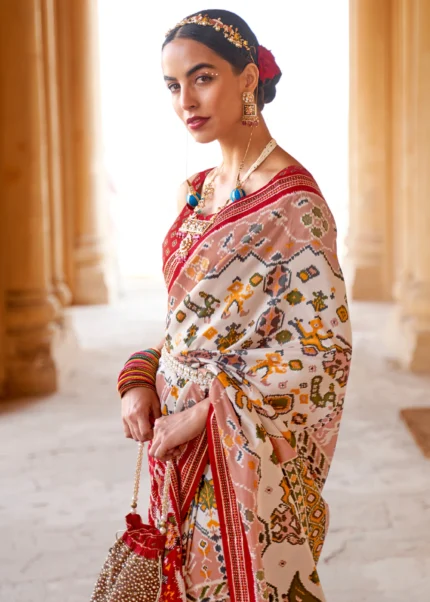 Classy Off White Patola Silk Saree