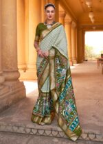 Olive Green Woven Patola Silk Saree