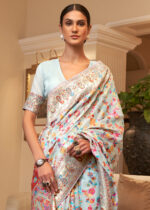 Pastel Blue Jamawar Banarasi Saree