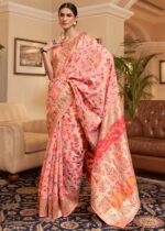 Peach Jamawar Banarasi Saree