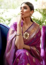 Purple Smooth Silk Banarasi Weave Saree