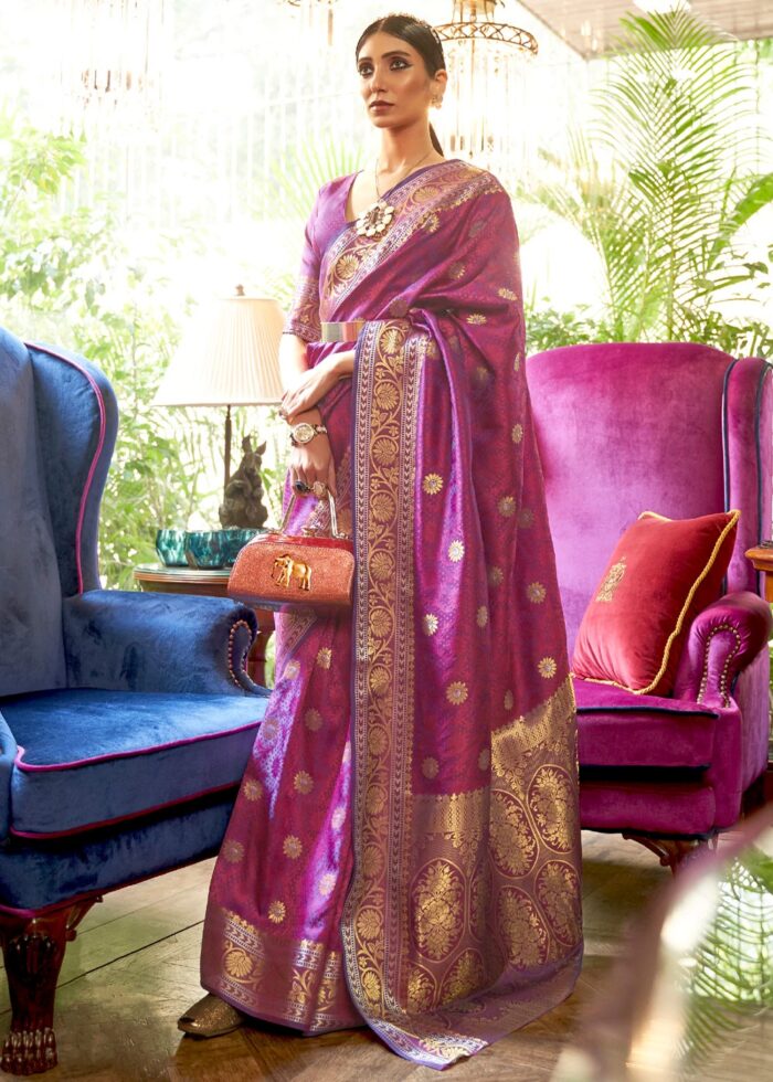 Purple Smooth Silk Banarasi Saree