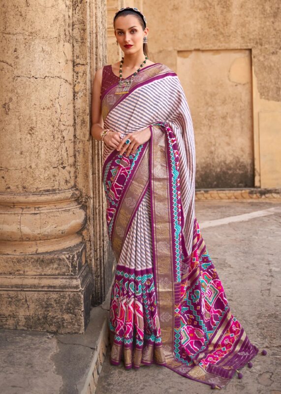 Orchid Purple Woven Patola Silk Saree