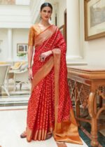 Red & Orange Woven Patola Silk Saree