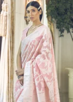 Rose Pink Cotton Silk Lucknowi Saree