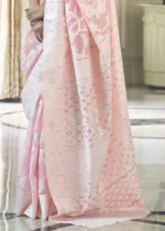 Rose Pink Cotton Silk Lucknowi Saree