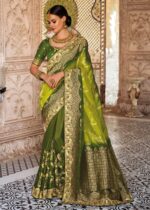 Green Dual-tone Woven Banarasi Silk Saree