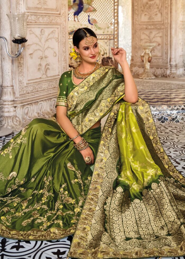 Green Dual-tone Woven Banarasi Silk Saree