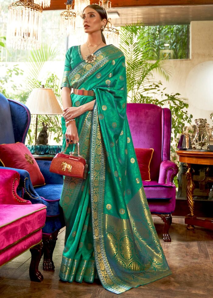 Green Smooth Silk Banarasi Weave Saree