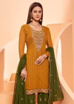 Mustard Yellow Semi-Stitched Georgette Sharara Suit