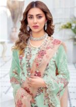 Peppermint Green Embroidered Designer Georgette Suit