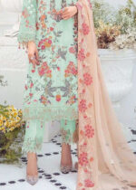 Peppermint Green Embroidered Designer Georgette Suit