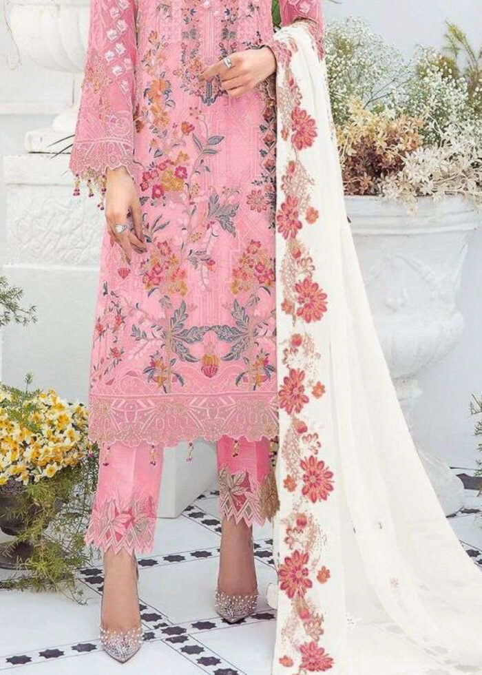 Pink Embroidered Designer Georgette Suit