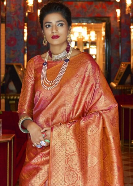 Red Woven Kanjivaram Silk Saree