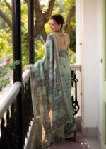 Teal Madhubani Print Tussar Silk Saree