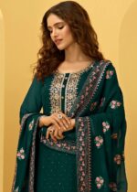 Moss Green Embroidered Georgette Suit Set