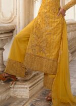 Mustard Yellow Unstitched Heavily Embroidered Suit Set