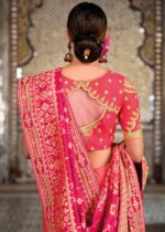 Pink Dual-tone Half N Half Woven Banarasi Silk Saree