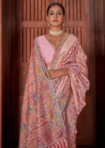 Pink Kashmiri Jamawar Woven Pashmina Silk Saree