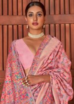 Pink Kashmiri Jamawar Woven Pashmina Silk Saree