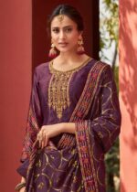 Purple Digitally Printed Suit Set with Embroidery Work