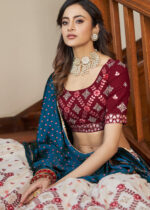 Beige Maroon Lehenga Choli