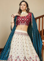 Beige Maroon Lehenga Choli