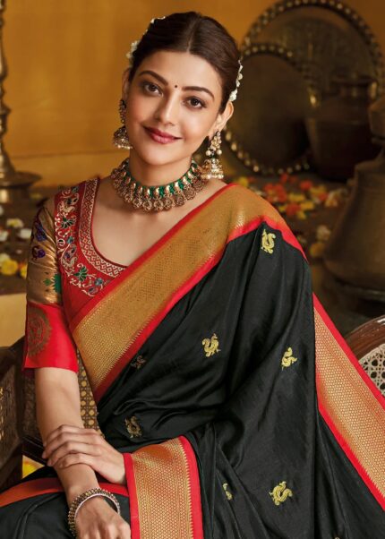 Black Woven Paithani Silk Saree