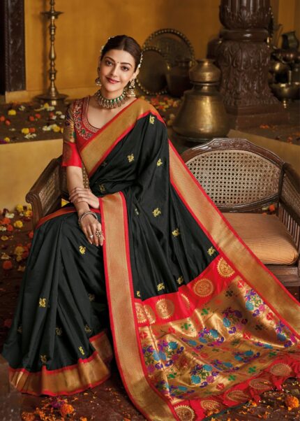 Black Woven Paithani Silk Saree