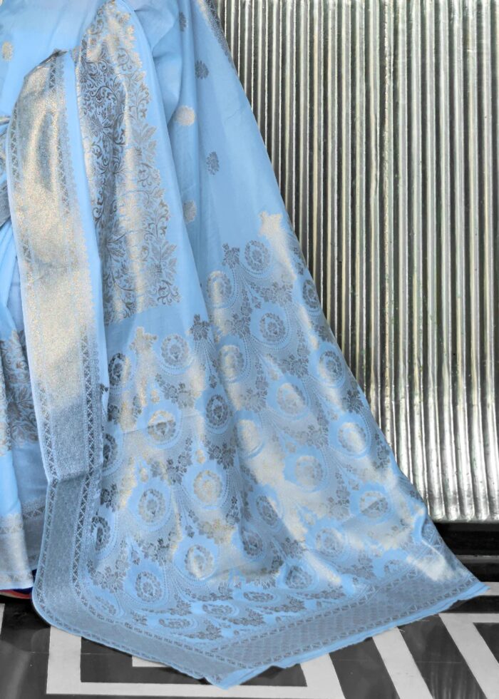 Blue Woven Linen Silk Saree