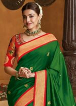 Emerald Green Woven Paithani Silk Saree