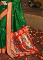 Emerald Green Woven Paithani Silk Saree