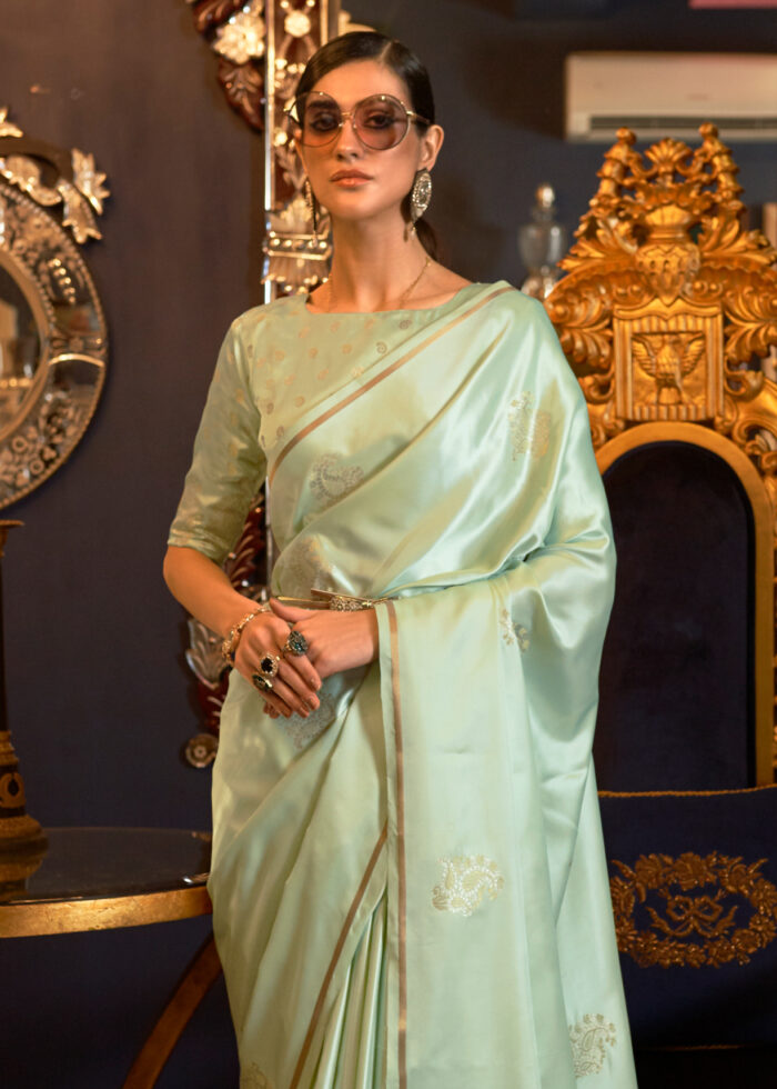 Green Banarasi Satin Silk Saree