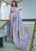 Lavender Woven Linen Silk Saree