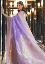 Lilac Purple Woven Linen Saree