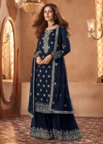 Blue Georgette Sharara Suit