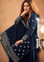 Blue Georgette Sharara Suit