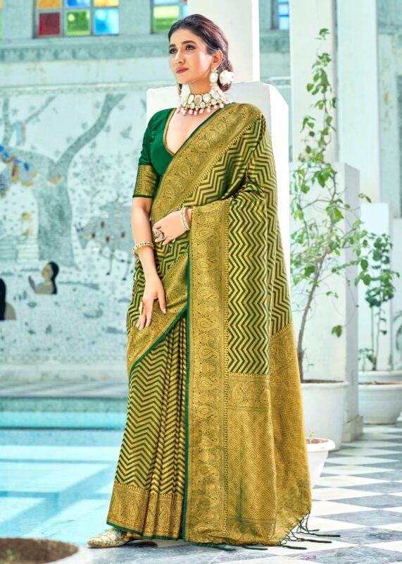 Pearl Green Woven Kanjivaram Silk Saree