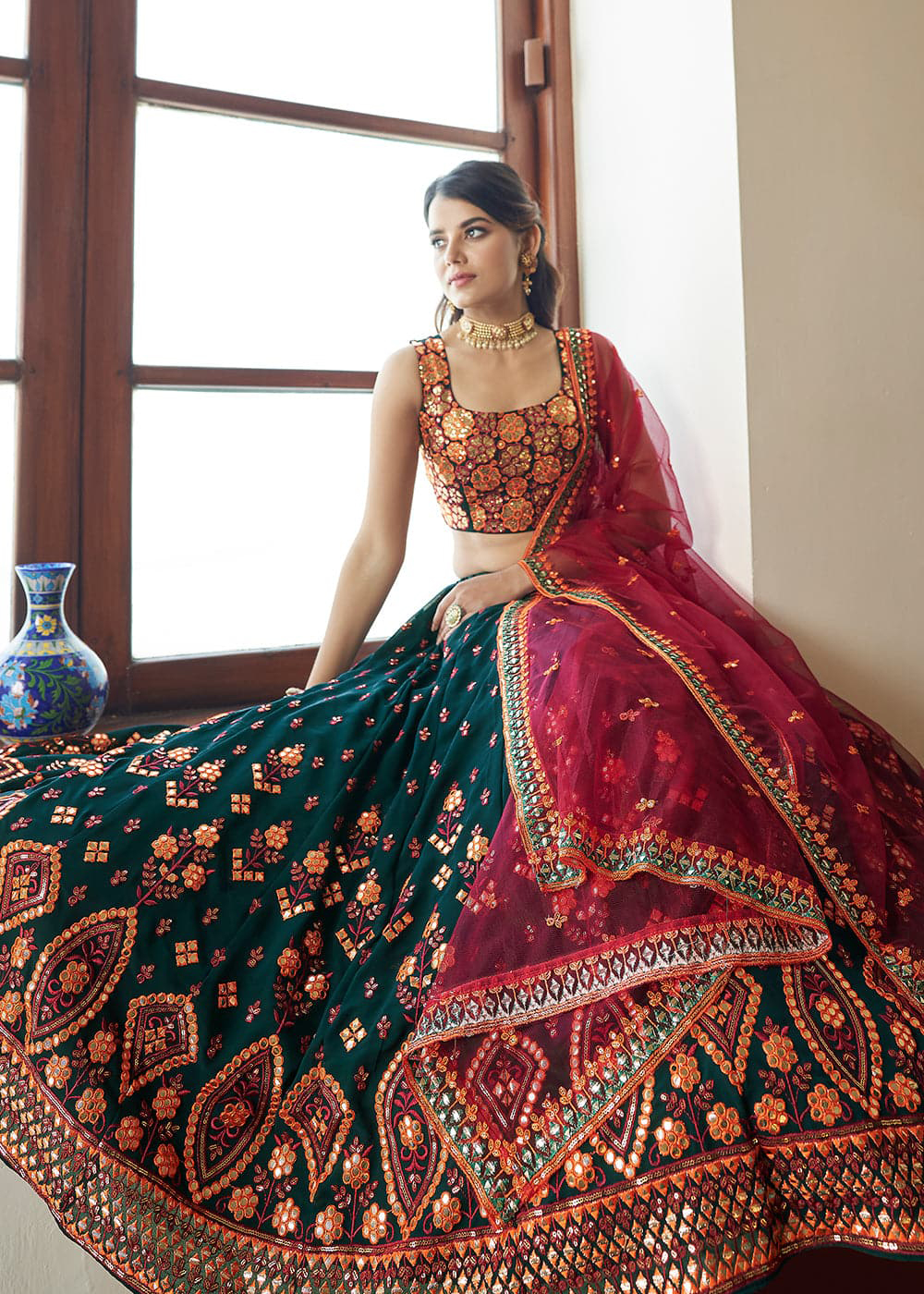 Phthalo Green Lehenga Choli