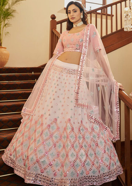 Pink White Lehenga Choli