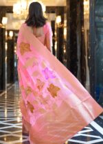 Pink Woven Linen Saree